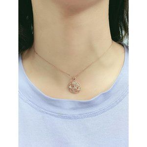 Real Diamond Vintage Style Round Pendant Rose Gold